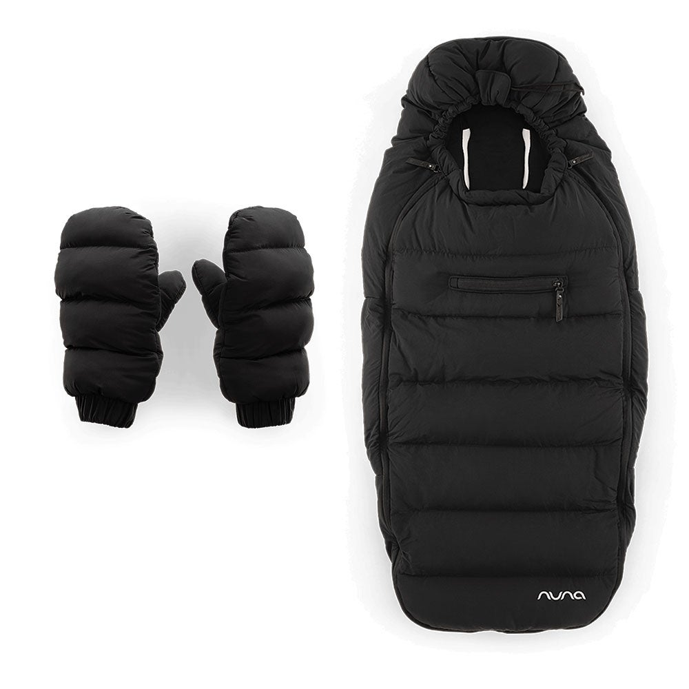 Nuna winter set åkpåse merino ull & handskar Caviar
