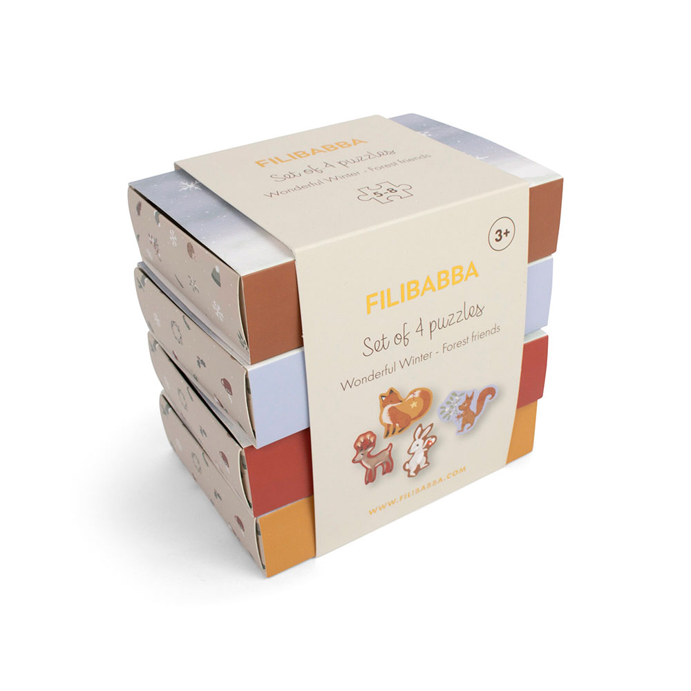 Filibabba set med 4 pussel Wonderful Winter Forest friends