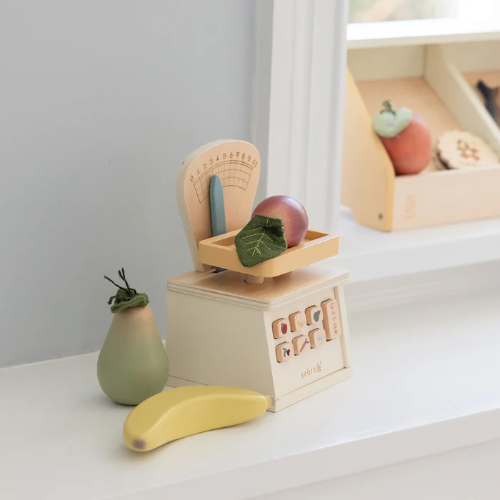 Sebra butiksvåg i trä