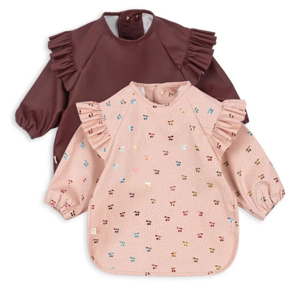 Konges slöjd 2 pack glitter Haklapp med ärm Cherry glitter 6-12 mån