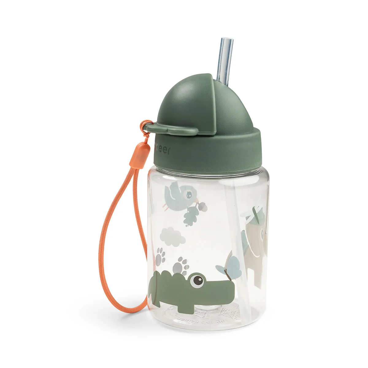 Done by Deer vattenflaska med sugrör tiny trails green 280 ml