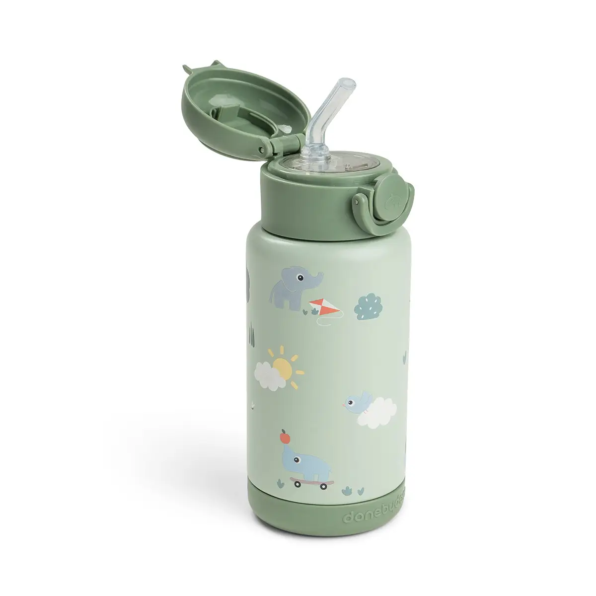 Done by Deer termosflaska med sugrör playground green 340 ml