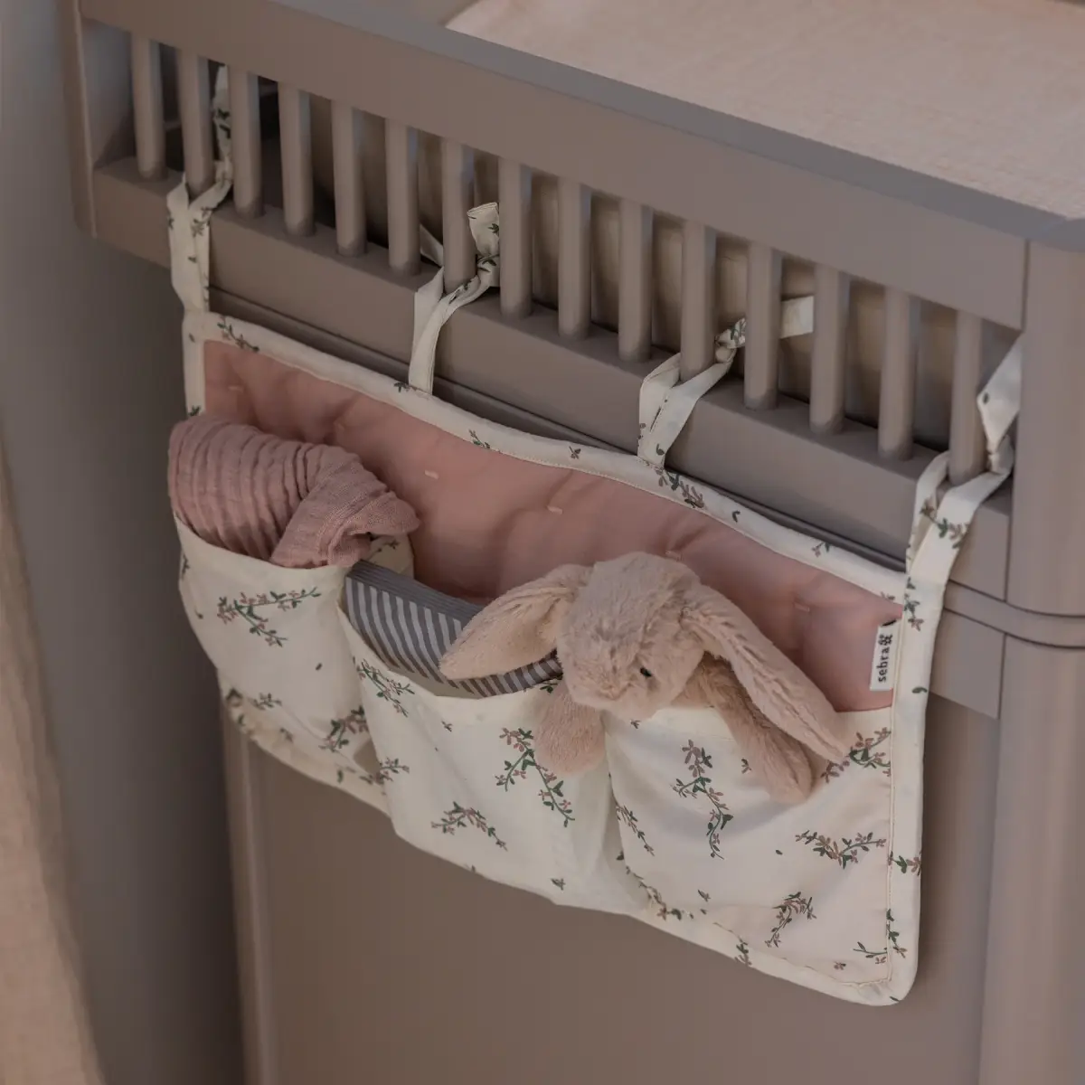 Sebra 3-fack organiser skötbord powder blossom