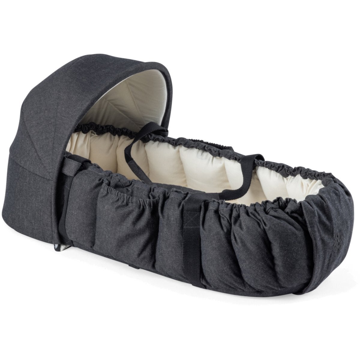 Sebra Babynest 3-i-1 med huv dark grey melange