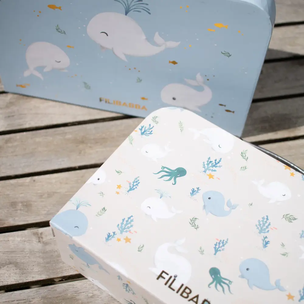 Filibabba resväskor för lek – 2-pack – christian's whale tales