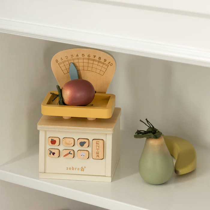 Sebra butiksvåg i trä