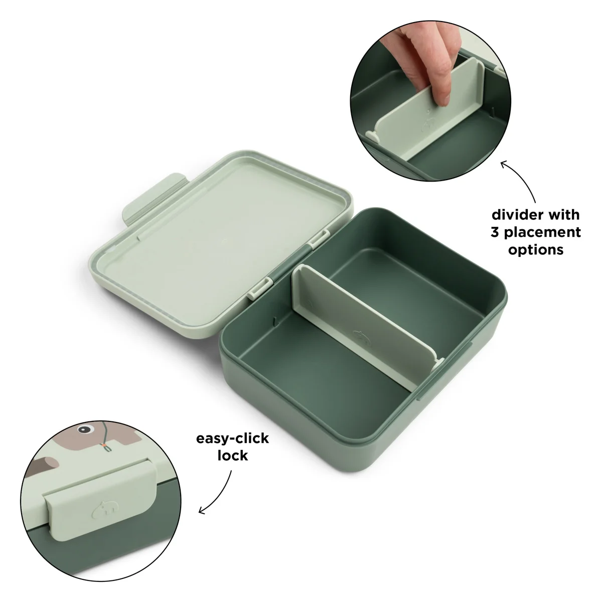 Done by Deer lunch box avdelad tiny trails green