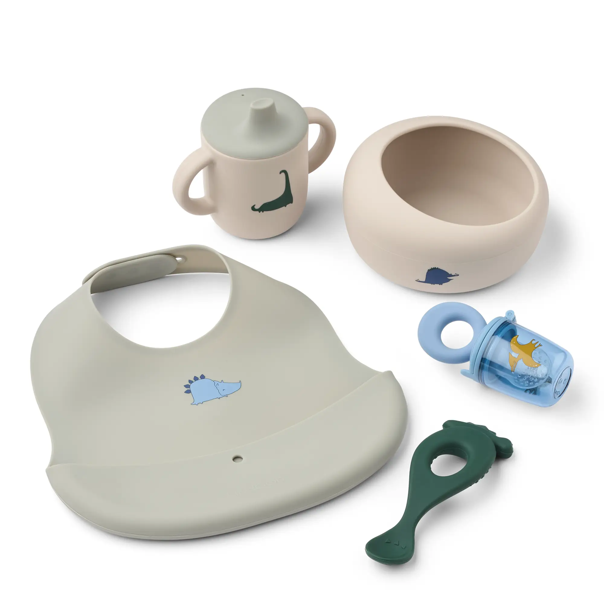 Liewood mileah Måltidsset till baby dino roar / dove blue