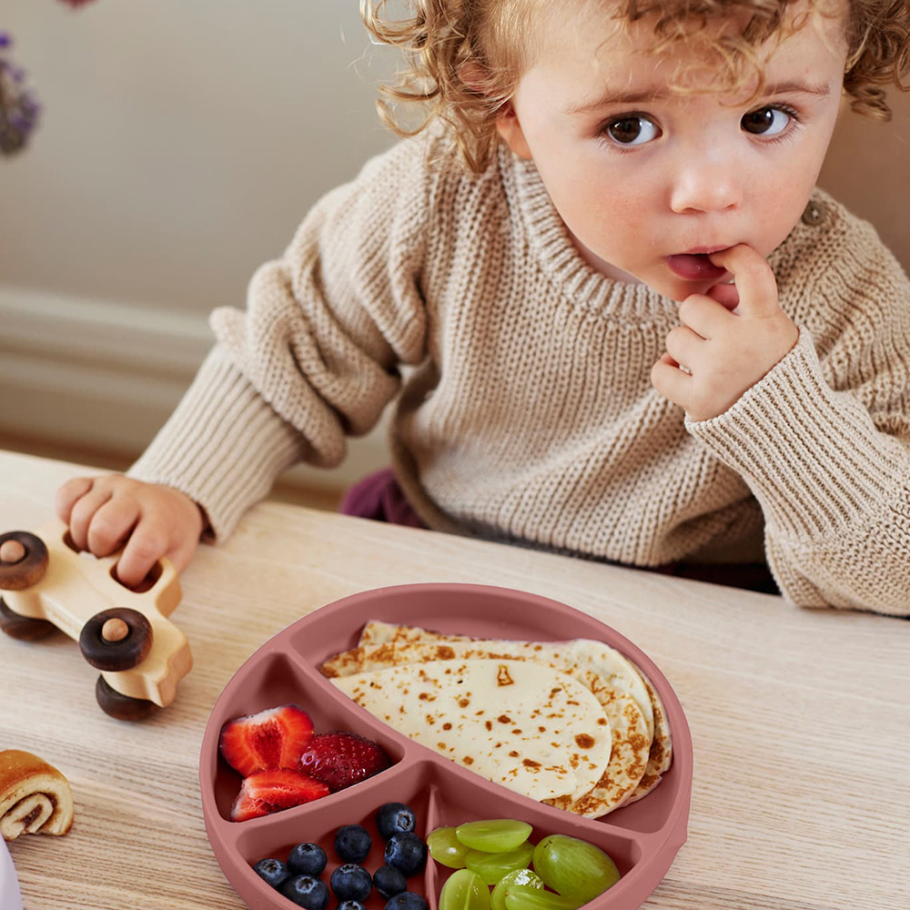 Everyday Baby Silikontallrik med sugkopp Nature Red