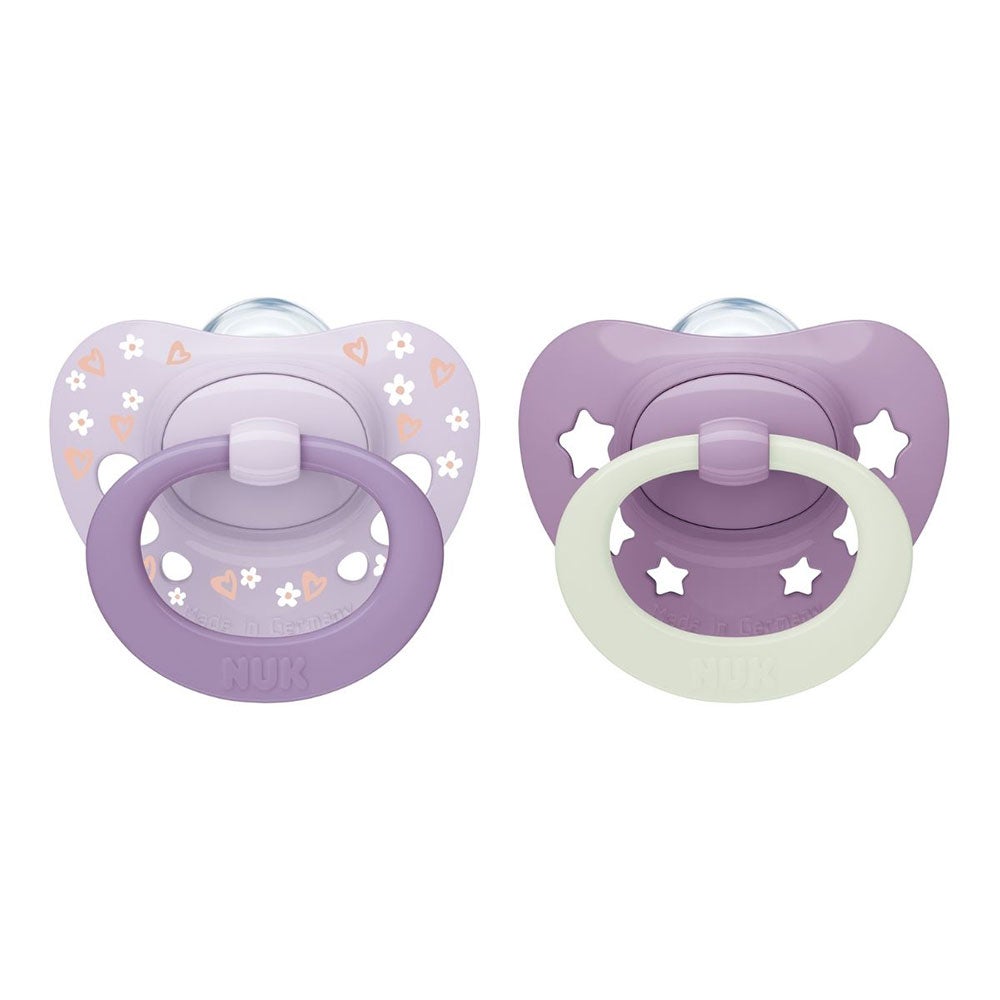 NUK napp first choice classic day & night purple 6-18 mån