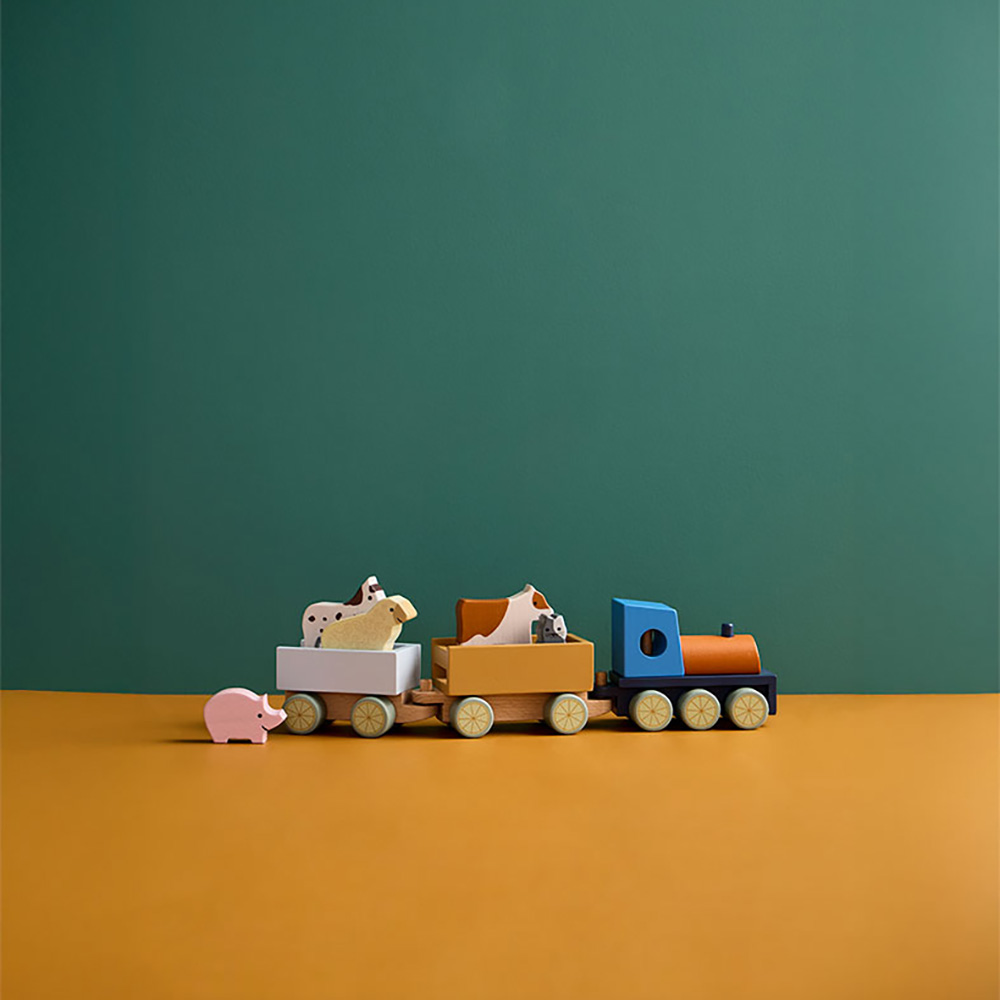 Kids Concept Tåg Med Bondgårdsdjur