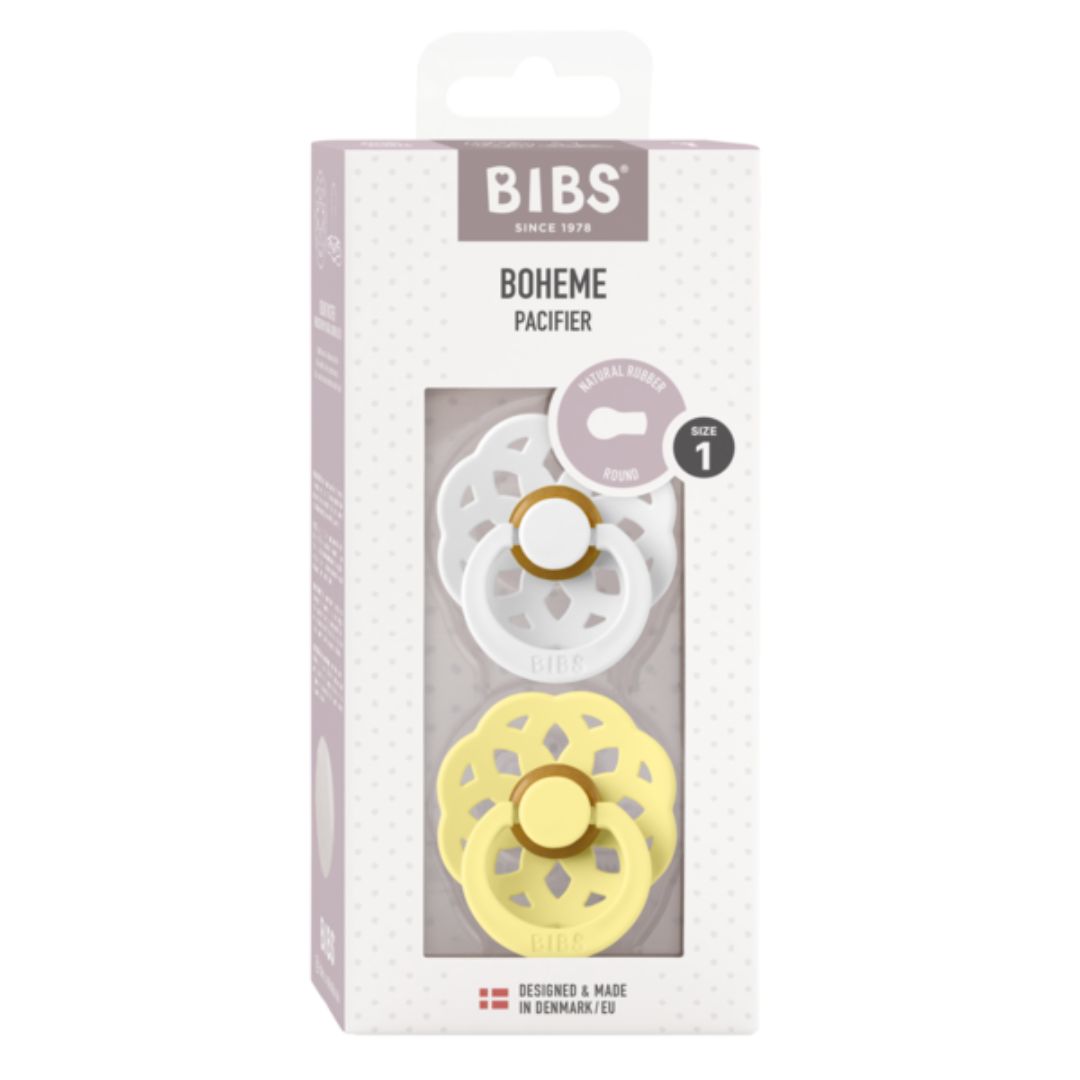 BIBS napp Boheme 2-pack 0-6m White/Sunshine