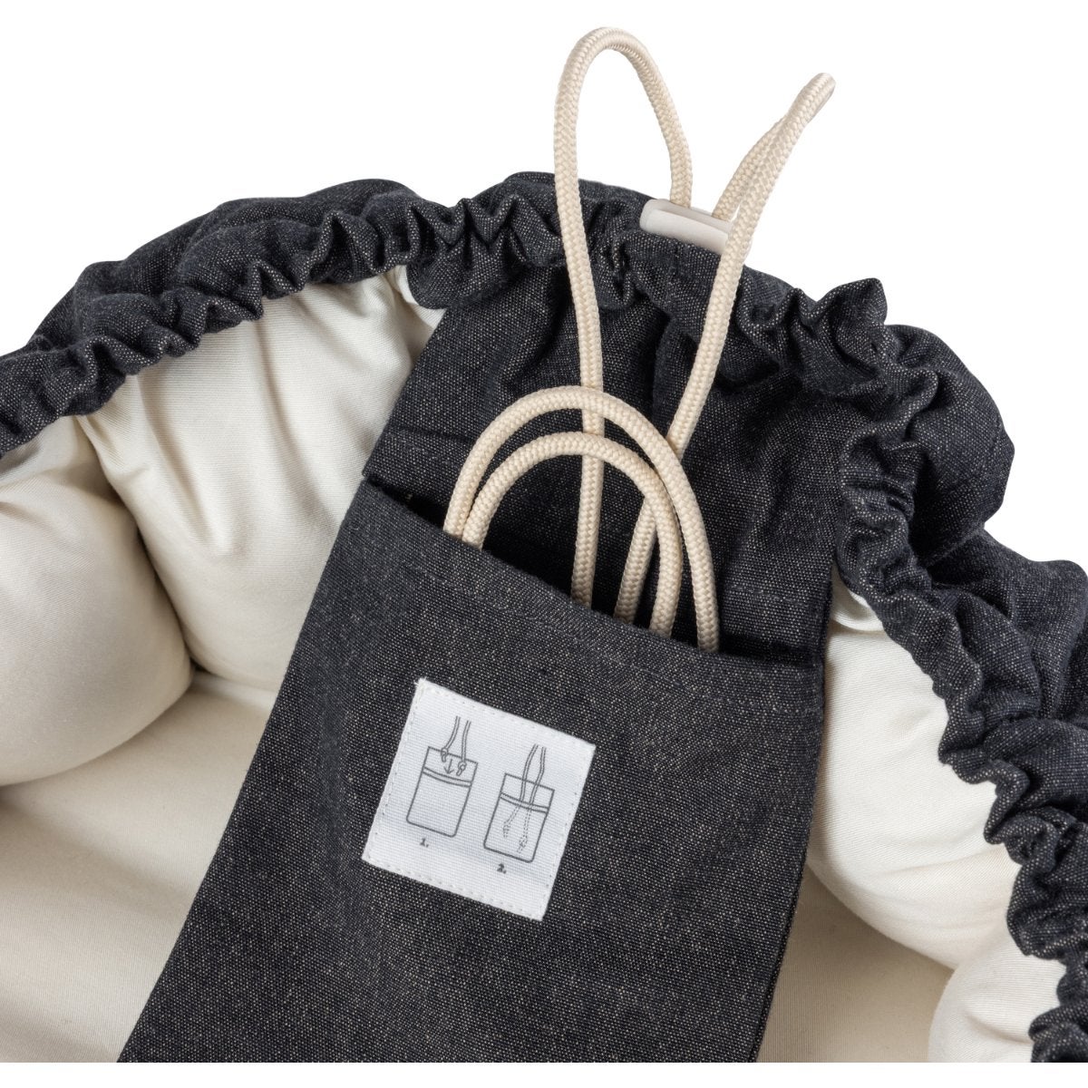 Sebra Babynest 3-i-1 med huv dark grey melange