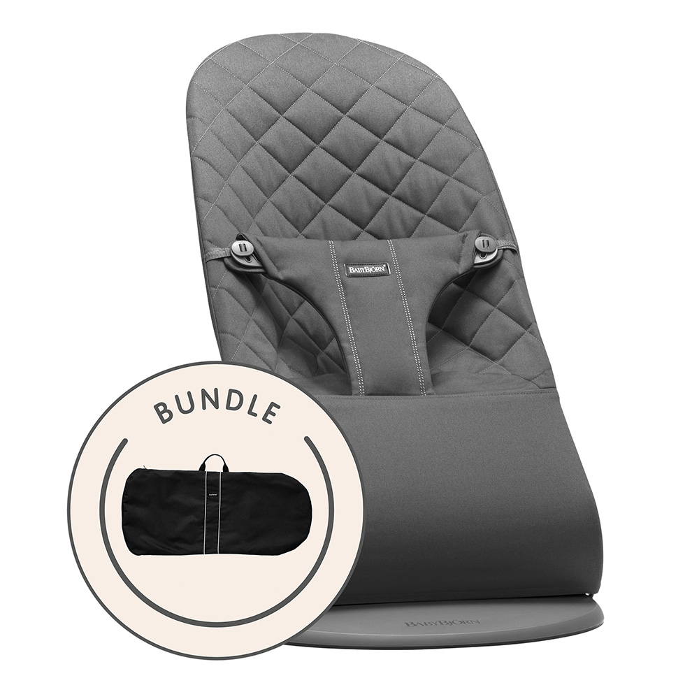 BabyBjörn babysitter Woven, Classic Quilt, Anthracite med transportväska