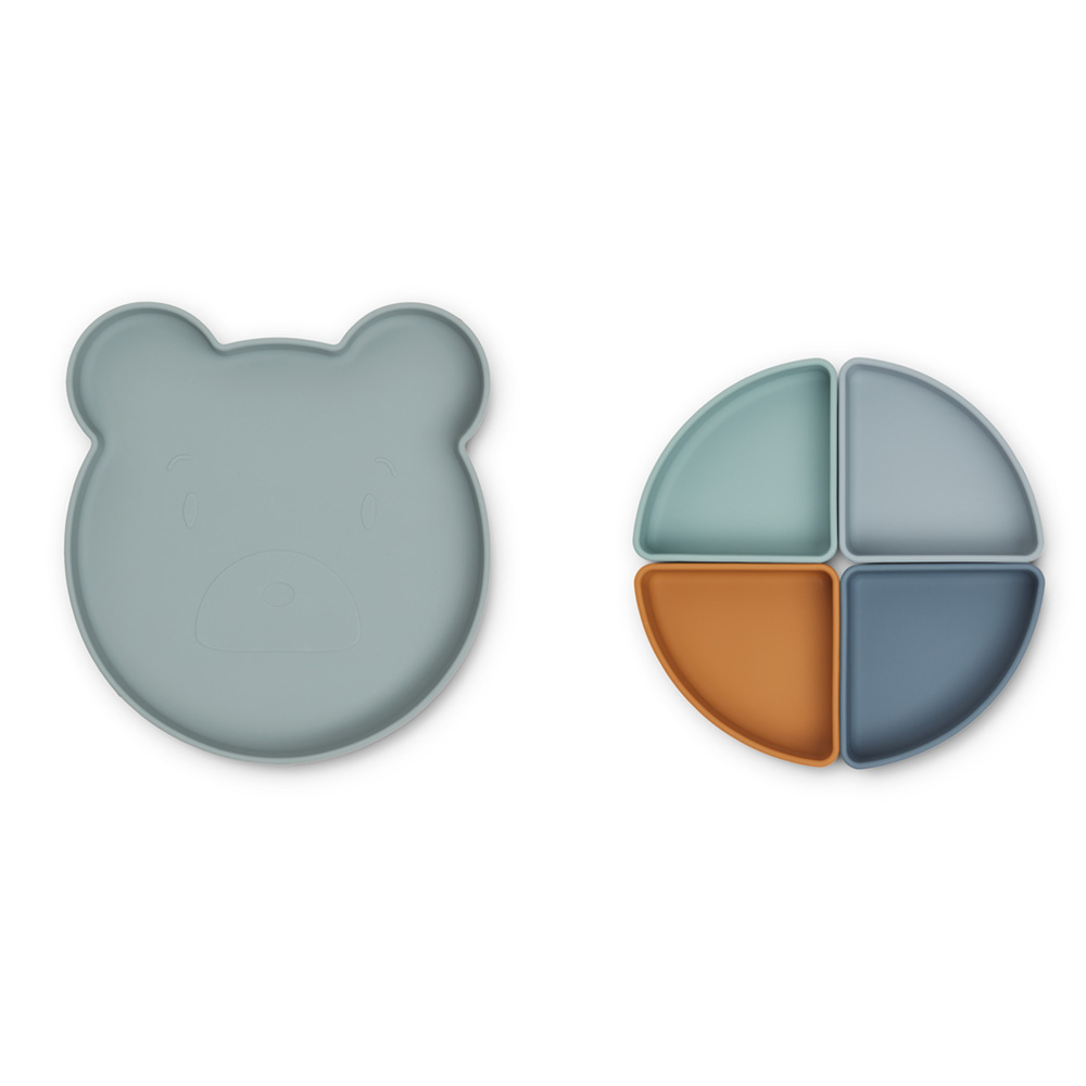 Liewood Arne tallrik med fack Mr bear blue fog multi mix 6946