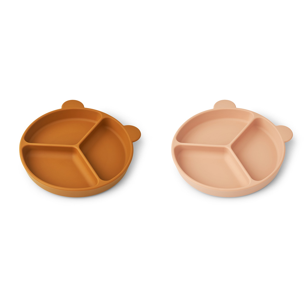 Liewood Stacy delad tallrik med sugkopp 2-pack Mustard / tuscany rose mix