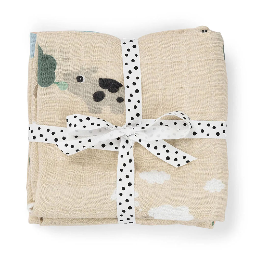 Done by Deer Muslinfilt 2-pack Tiny farm Sand