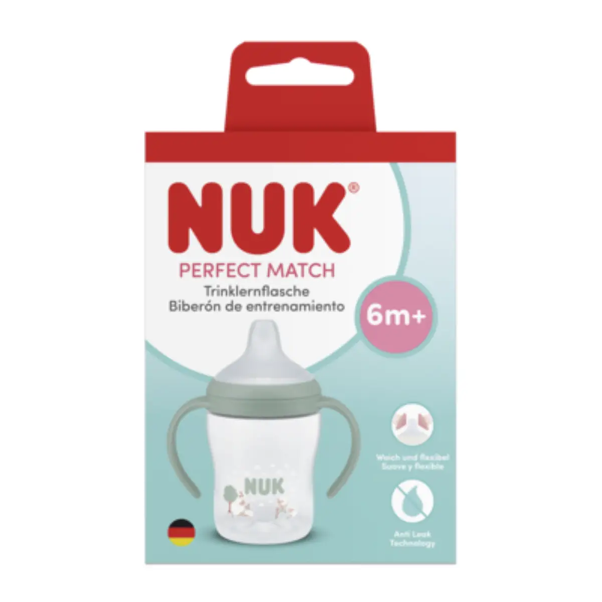 NUK perfect match nappflaska med handtag 150 ml, sheep 6 mån+