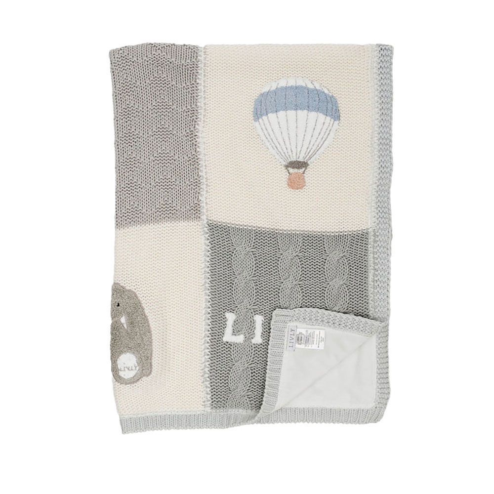 Livly Playroom Stickad Filt Blue