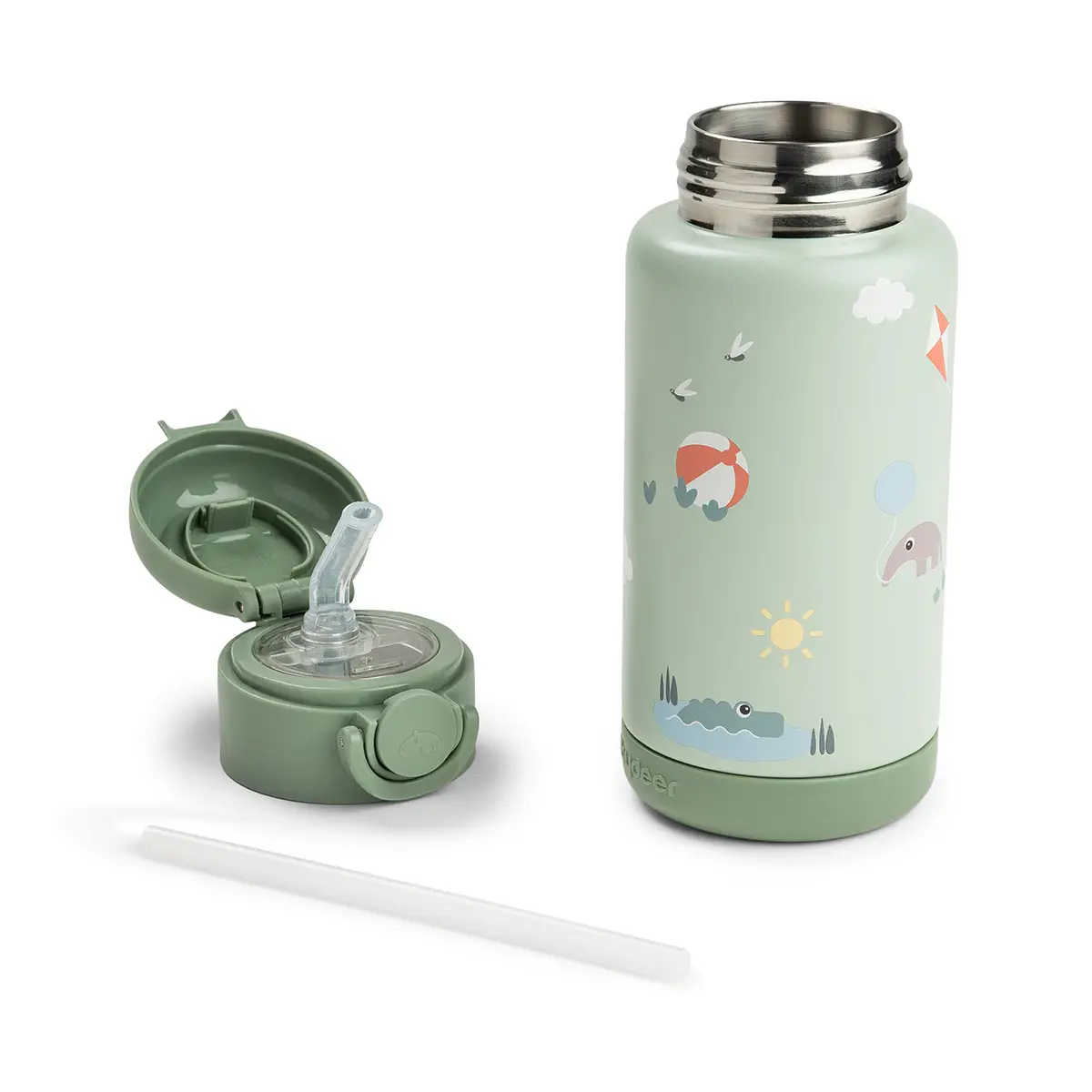 Done by Deer termosflaska med sugrör playground green 340 ml