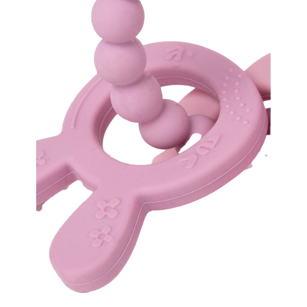 Teddykompaniet Bitring i silikon&trä dimrosa