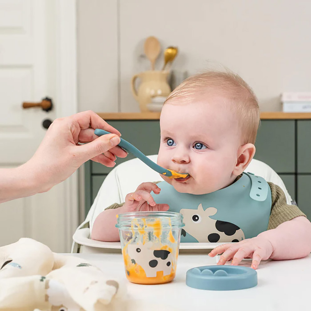 Done by Deer Baby matförvaring 2-pack Tiny farm Blue