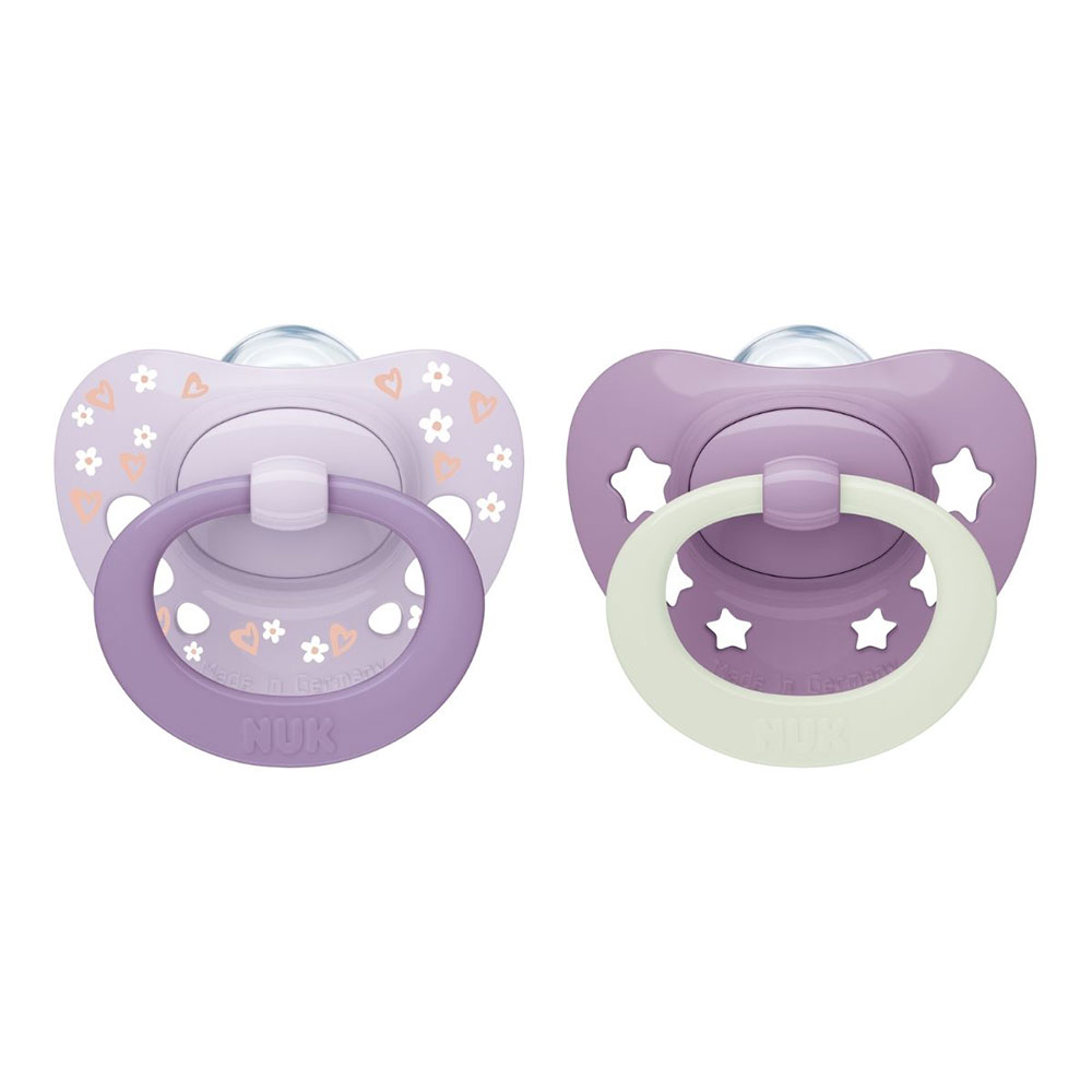 NUK napp first choice classic day & night purple 6-18 mån