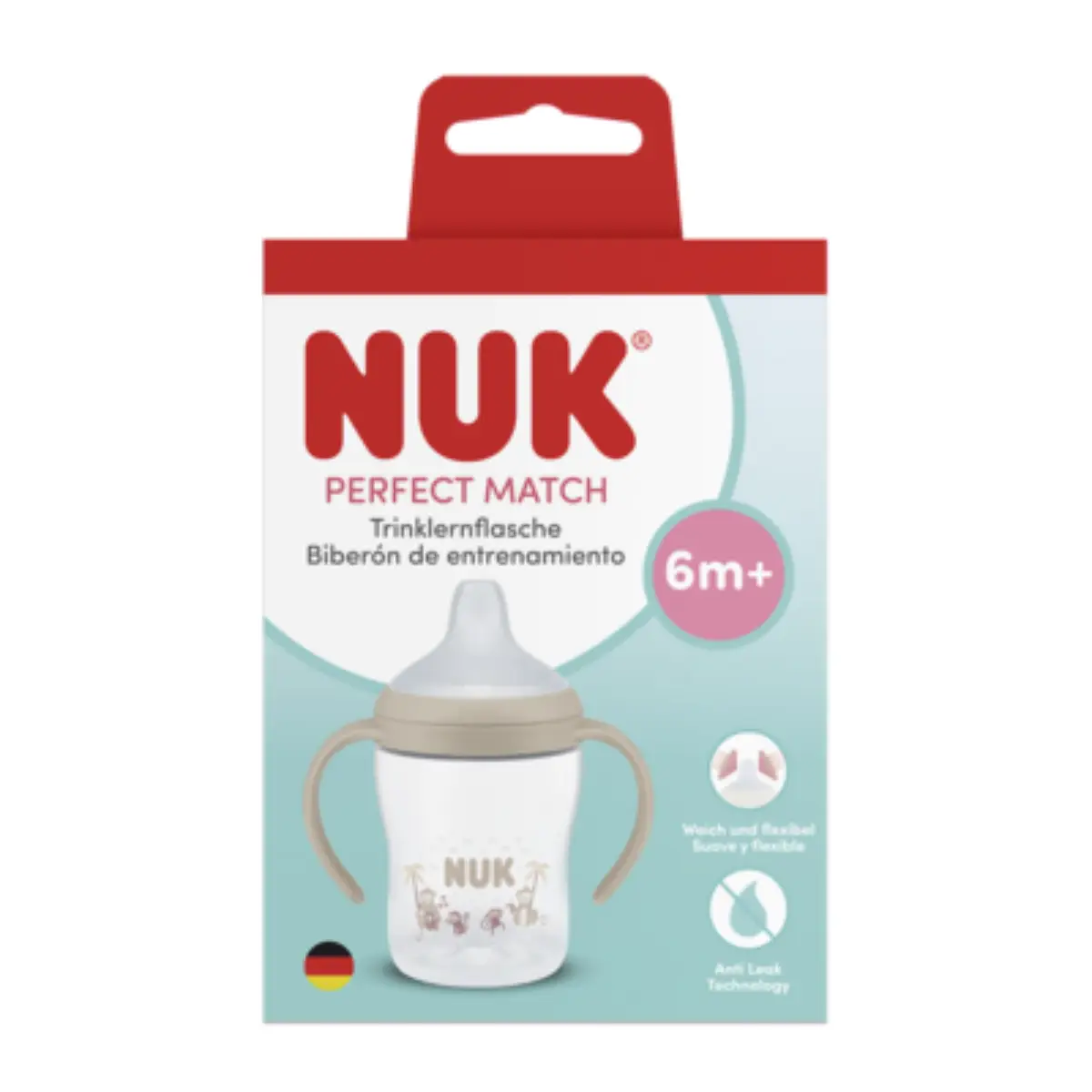 NUK perfect match Nappflaska med handtag 150 ml, monkey 6 mån+